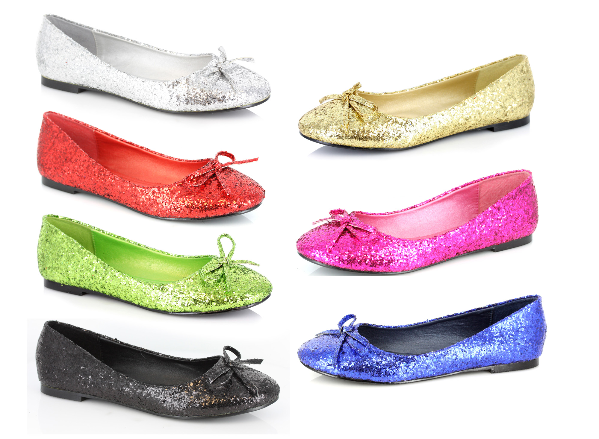 Mila - Adult Glitter Flats with Bow